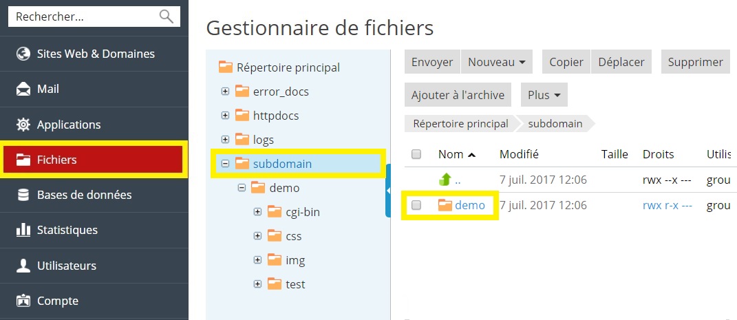 access to sub-domain files