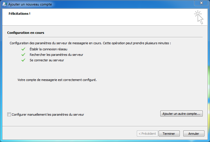 Configuration Email Exchange 2013 sur Outlook 2010- validation