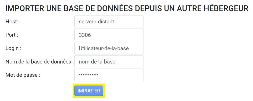 Importer ma base de données MySQL