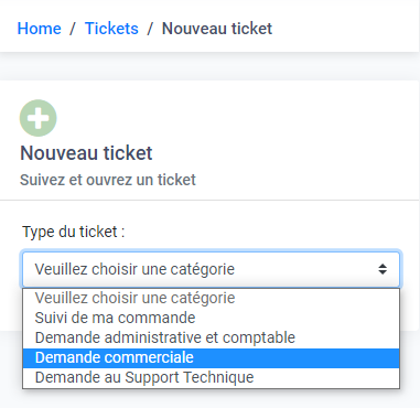 create a commercial ticket