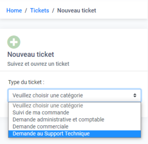 Créer un ticket support - Assistance Nuxit