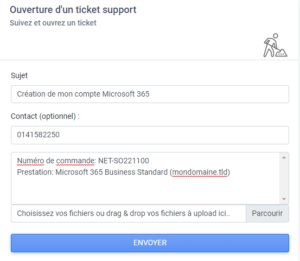 Créer un ticket support - Assistance Nuxit