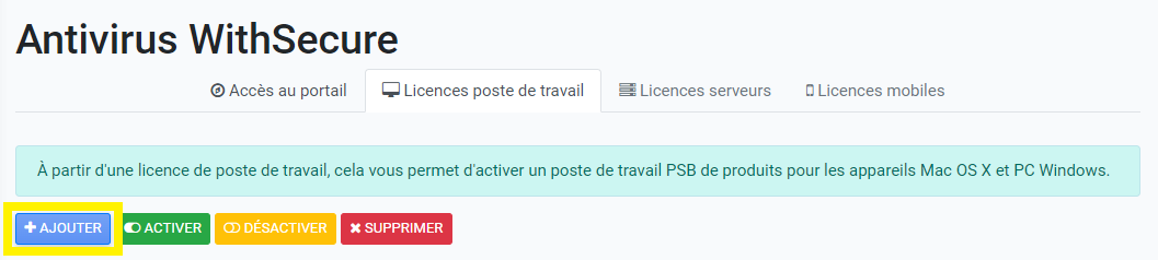 Créer une licence WithSecure