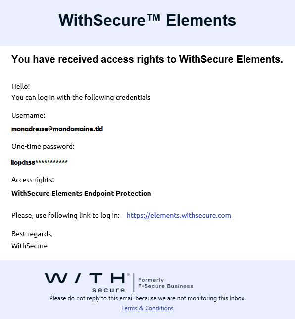Email de validation WithSecure