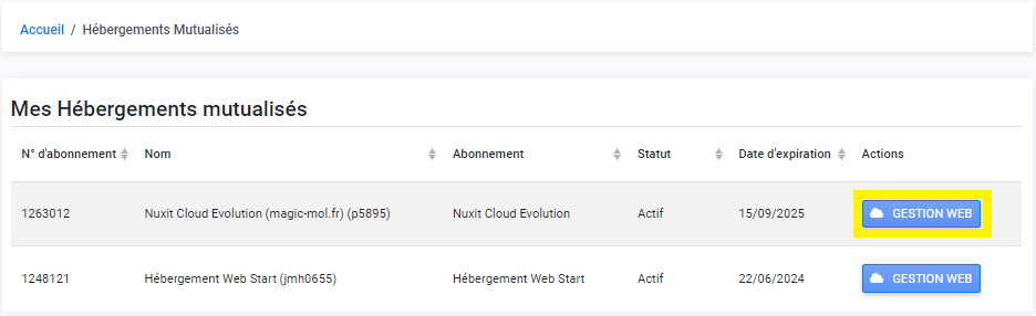 Nuxit Cloud Evolution web management